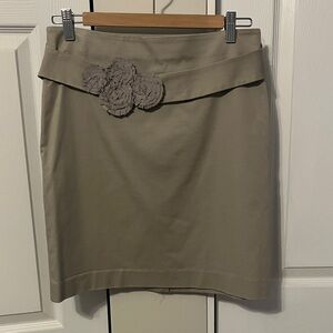 The Limited Tan Pencil Skirt with Floral Accents